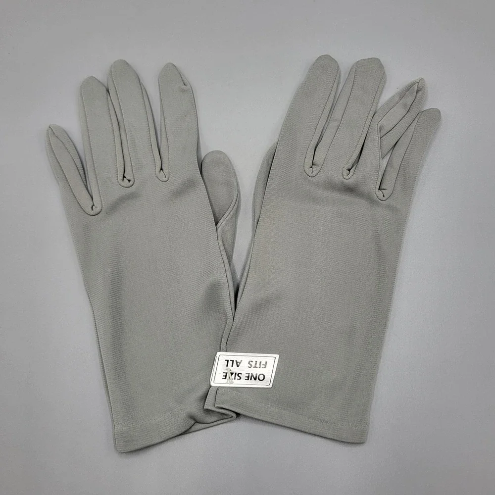Vintage Dress Gloves Women One Size Stretch Formal Wrist Length Gray New